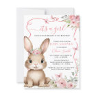 Cute Bunny Baby Shower Girl Invitation