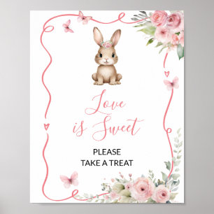 Cute Bunny Baby Shower Girl Love is Sweet Poster