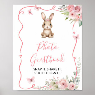 Cute Bunny Baby Shower Girl Photo Guestbook