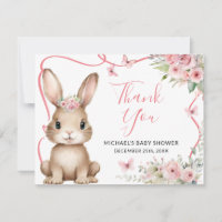 Cute Bunny Baby Shower Girl Pink Floral