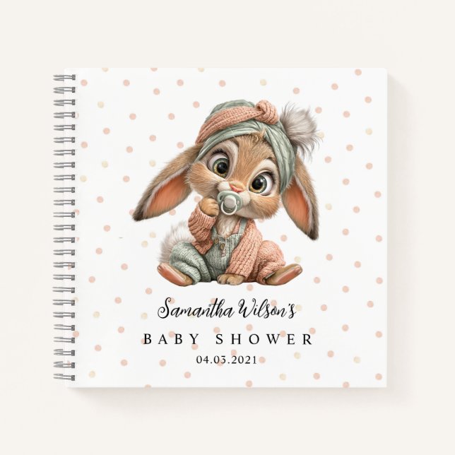 Cute Bunny Baby Shower Guest Book (Front)
