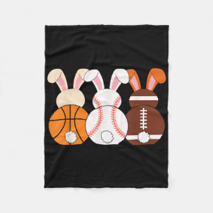 Cute Bunny Basketball Baseball Football Easter Bun Fleece Blanket