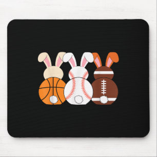 Cute Bunny Basketball Baseball Football Easter Bun Mouse Pad