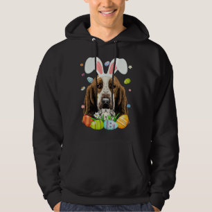 Cute Bunny Basset Hound Dog Head Easter Egg Happy  Hoodie