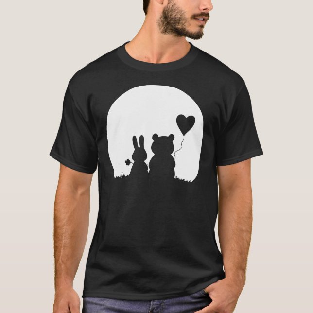 Cute Bunny Bear Love Couple Valentine's Day Rabbit T-Shirt (Front)