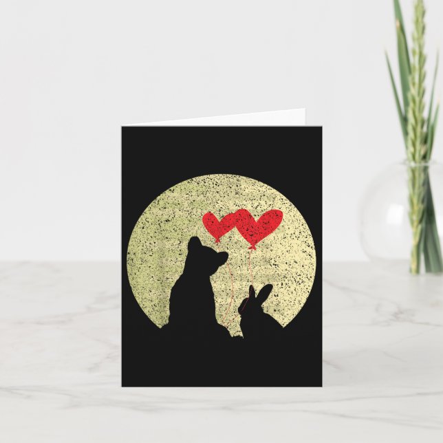 Cute Bunny Bear Love Ring Marriage Relationship Va Card (Front)