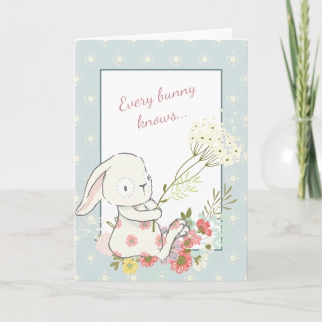 Cute Bunny Best Mama Mother's Day Card (Front)