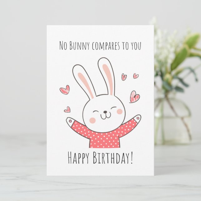 cute bunny birthday card  (Standing Front)