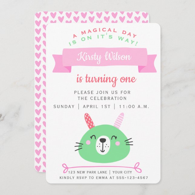Cute Bunny | Birthday Celebration Invitation (Front/Back)