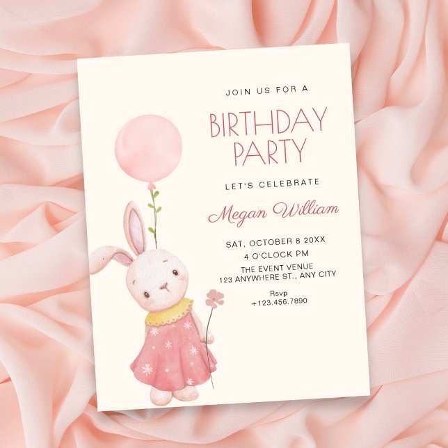 Cute bunny birthday invitation (Creator Uploaded)