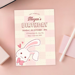 Cute bunny birthday invitation