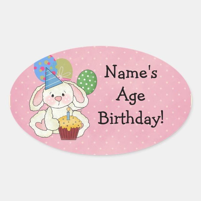 Cute Bunny Birthday Stickers (Front)