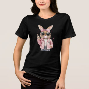 Cute Bunny Blowing Bubble Gum Tri-Blend Shirt