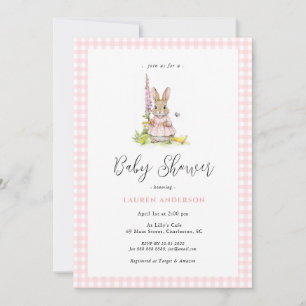 Cute  Bunny Blue Baby Girl Shower  Invitation