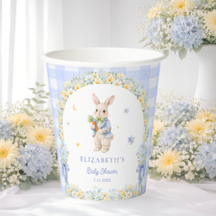 Cute Bunny Blue Baby Shower Paper Cups