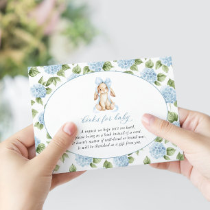 Cute Bunny, Blue Bow, Blue Flowers, Books For Baby Enclosure Card