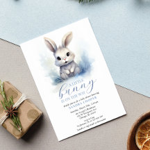 Cute Bunny Blue Winter Custom Baby Shower