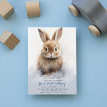 Cute Bunny Blue Winter Custom Birthday Party