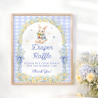 Cute Bunny Boy Baby Shower Diaper Raffle