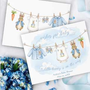 Cute Bunny Boy Clothesline Baby Shower Guestbook
