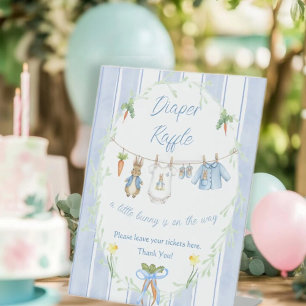 Cute Bunny Boy Clothesline Diaper Raffle Sign