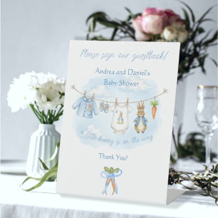 Cute Bunny Boy Clothesline Sign Our Guestbook Sign