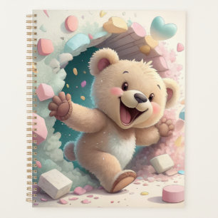 Cute Bunny Breaking Through Wall Adorable Kids A Planner