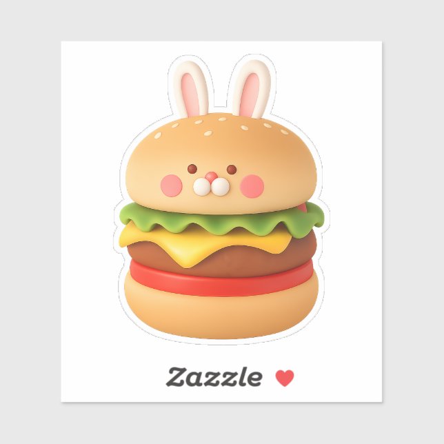 Cute Bunny Burger Character Custom Sticker (Sheet)