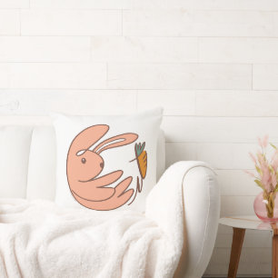 Cute Bunny & Carrot Animal Art Nursery Cushion