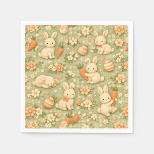 Cute Bunny & Carrot Cottage Pattern (2) Napkin