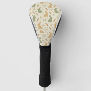 Cute Bunny & Carrot Cottage Pattern (4) Golf Head Cover