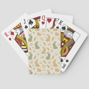Cute Bunny & Carrot Cottage Pattern (4) Playing Cards