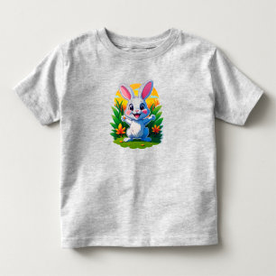 Cute Bunny Cartoon Rabbit Celebrating in Sunny Spr Toddler T-Shirt