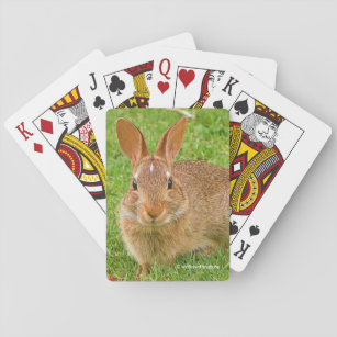 Cute Bunny Chewing Greens on the Golf Fairway Playing Cards