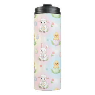 Cute Bunny Chick & Lamb Easter Pattern Kids  Thermal Tumbler