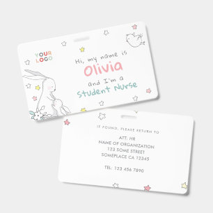 Cute Bunny Child-Friendly Paediatrics Medical Staf ID Badge