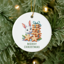 Cute Bunny Christmas Ceramic Tree Decoration