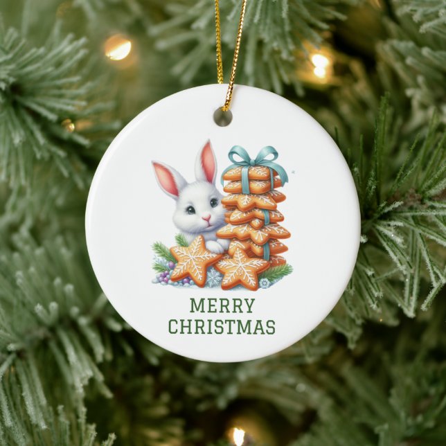 Cute Bunny Christmas Ceramic Tree Decoration (Tree)
