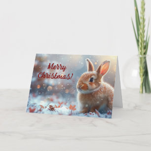 Cute Bunny Christmas Holiday Greetings Thank You Card