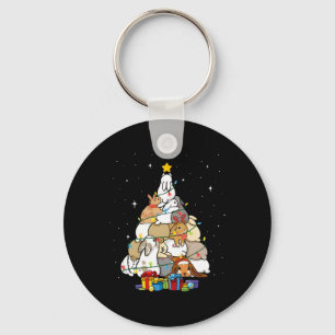 Cute Bunny Christmas Tree 1  Key Ring