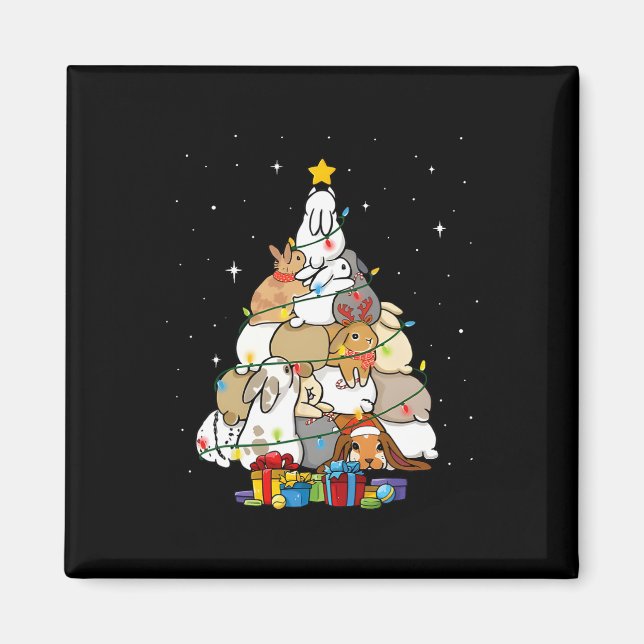 cute bunny christmas tree  magnet (Front)