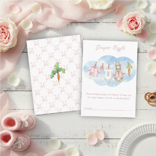 Cute Bunny Clothesline Baby Shower Diaper Raffle Enclosure Card