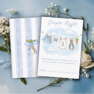 Cute Bunny Clothesline Baby Shower Diaper Raffle Enclosure Card