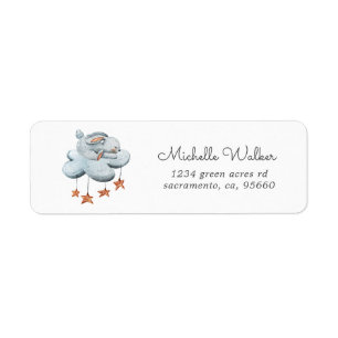 cute bunny cloud stars return address