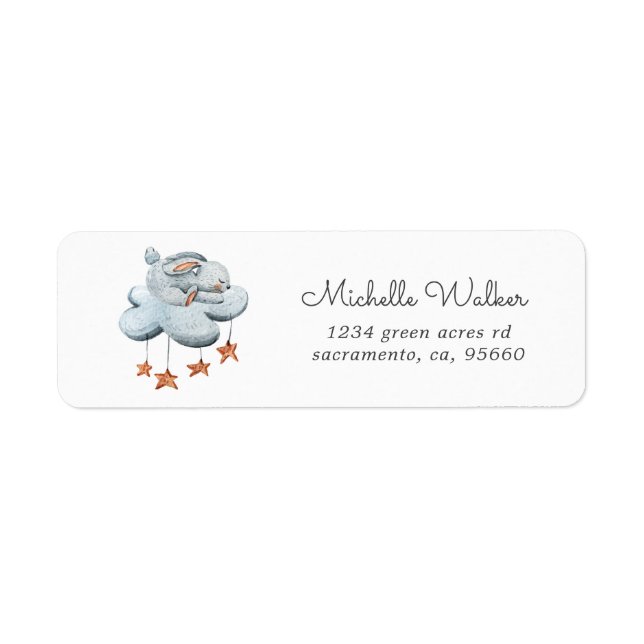 cute bunny cloud stars return address (Front)