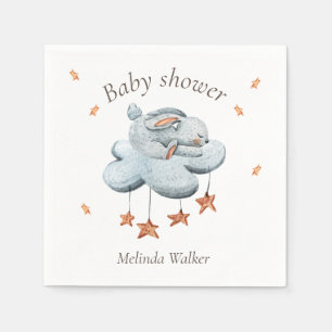 Cute Bunny Clouds and Stars Baby Shower Napkin