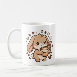 Cute Bunny Coffee Mug Latte Heart