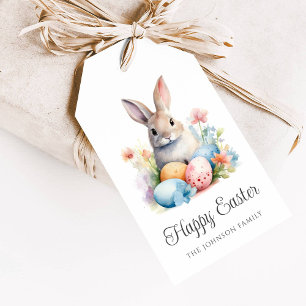 Cute Bunny Colourful Happy Easter Gift Tags