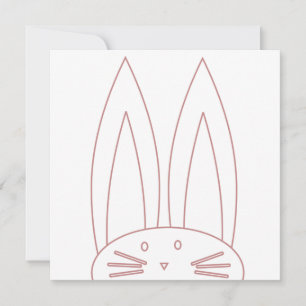Cute Bunny Colouring Pink Outline Holiday  Card
