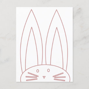 Cute Bunny Colouring Pink Outline Holiday Postcard